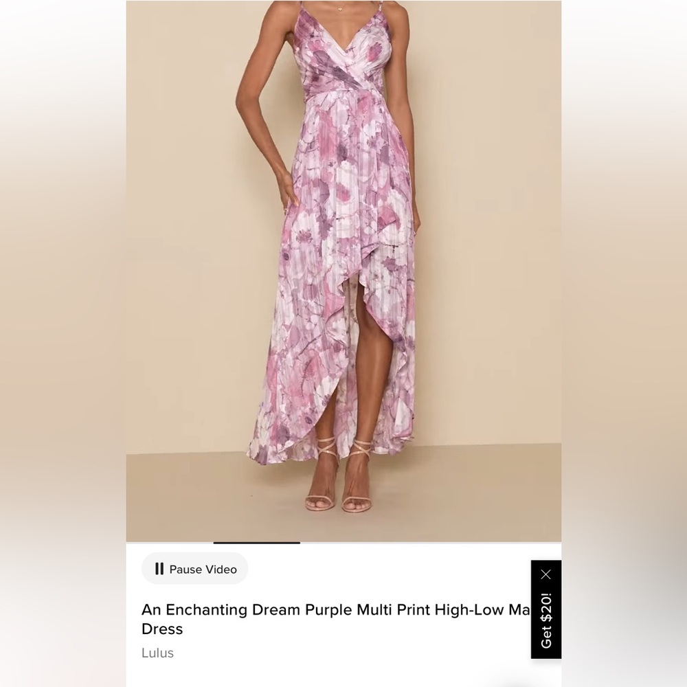 Lulus An Enchanting Dream Purple Multi Print High-Low Maxi Dress